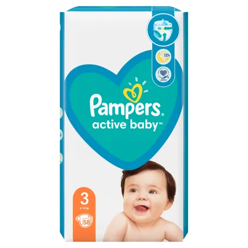 Pampers Active Baby Plienky Veľ. 3 ks58, 6kg-