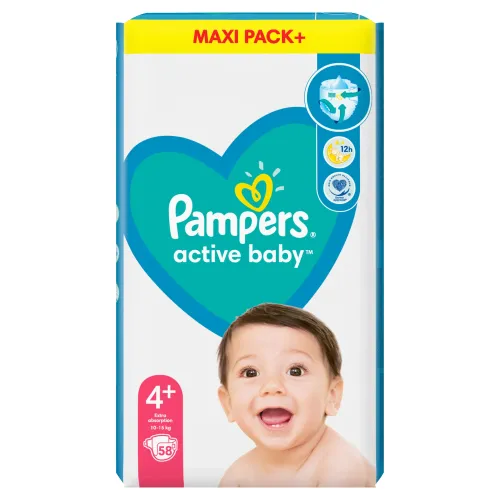 Pampers Active Baby Plienky Veľ. 4+ ks58, 10kg-