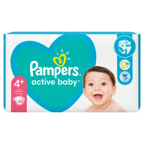 Pampers Active Baby Plienky Veľ. 4+ ks45, 10kg-