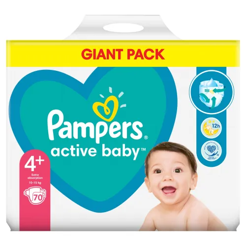 Pampers Active Baby Plienky Veľ. 4+ ks70, 10kg-