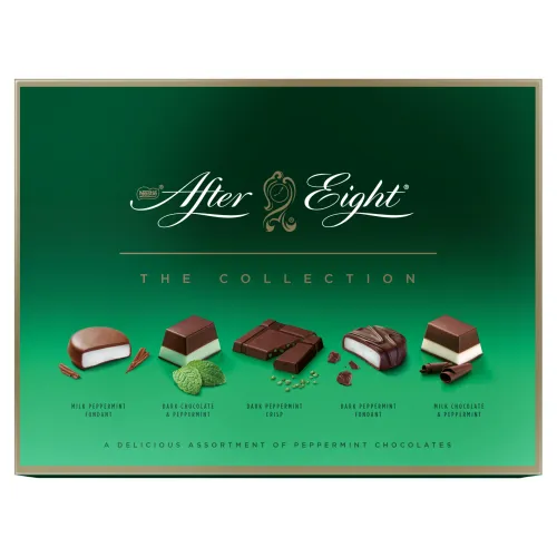 AFTER EIGHT Mint bonboniéra, zmes mätových bonbónov z mliečnej a horkej čokolády