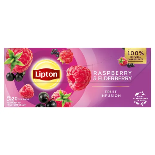 Lipton Raspberry & Elderberry ovocný čaj 20 vrecúšok