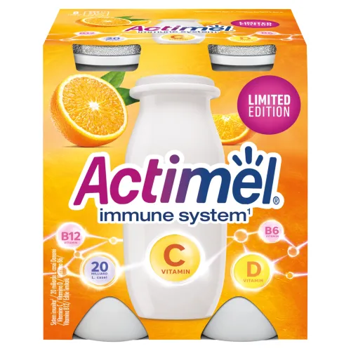 Actimel Jogurtový nápoj s vitamínmi C, B12, B6 a D pomaranč 4 x(400 g)