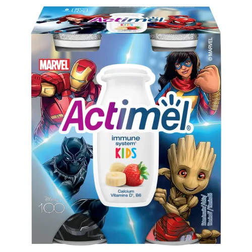 Actimel Kids jogurtový nápoj s vitamínmi B6 a D jahodovo-banánový 4 x(400 g)
