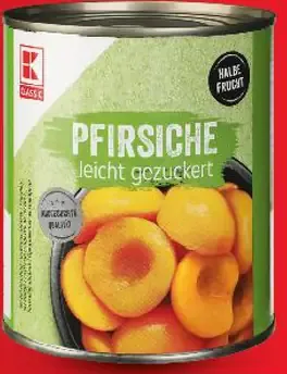 K-Classic broskyne v ľahkom sirupe konzerva
