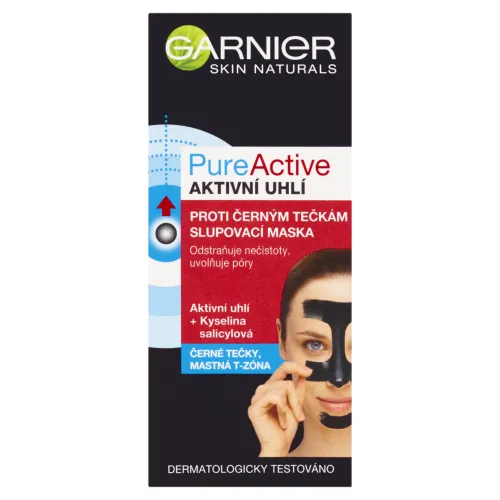 GARNIER PureActive Charcoal, zlupovacia maska proti čiernym bodkám s aktívnym uhlím