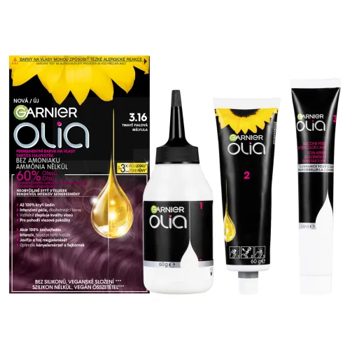 Garnier Olia permanentná farba na vlasy 3 .16 Tmavofialová, 60 +60 +