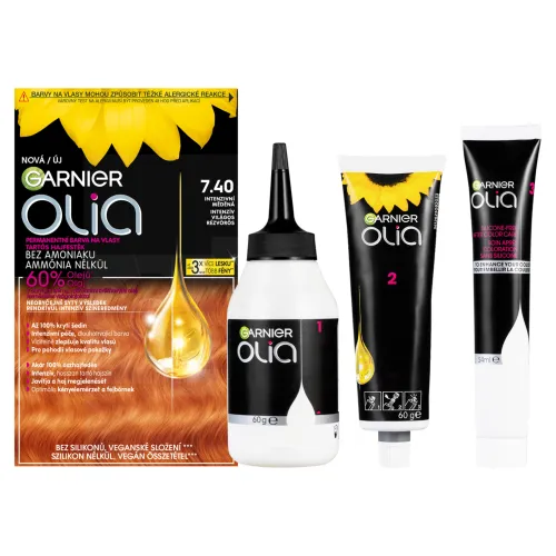 Garnier Olia permanentná farba na vlasy 7 .40 Intenzívna medená, 60 +60 +
