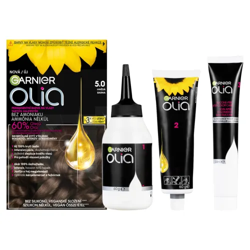 Garnier Olia permanentná farba na vlasy 5 .0 Hnedá, 60 +60 +