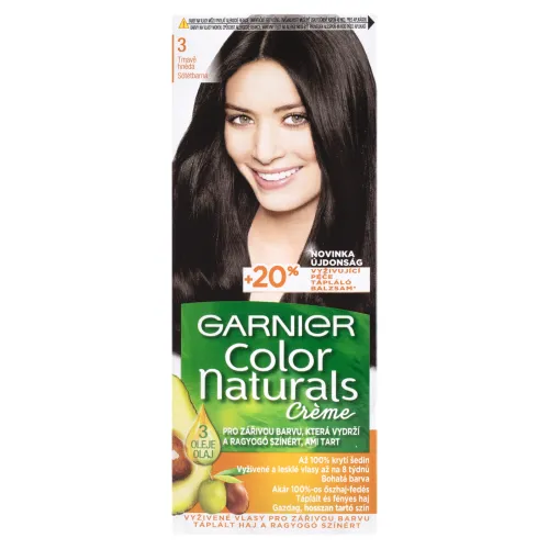Garnier Color Naturals permanentná farba na vlasy 3 Tmavohnedá, 60 +40 +