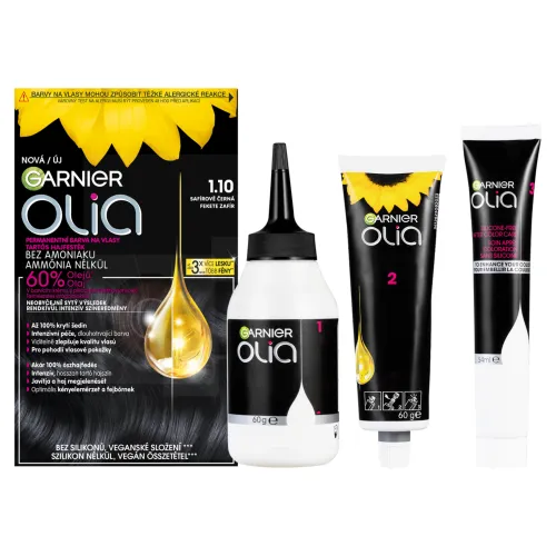 Garnier Olia permanentná farba na vlasy 1 .10 Zafírovo čierna, 60 +60 +