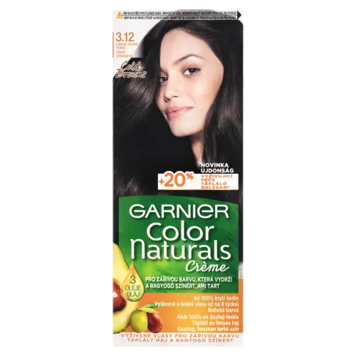 Garnier Color Naturals permanentná farba na vlasy 3 .12 Ľadová tmavohnedá, 60 +40 +