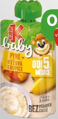 Kubík Baby pyré jablko-banán-ryžová krupica od 5 mesiacov