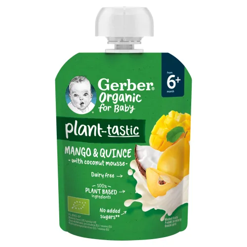 GERBER Organic ovocná kapsička mango a dula s kokosovým mliekom