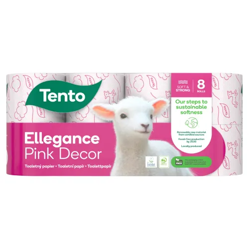 Tento Ellegance Pink Decor toaletný papier 3 vrstvy 8 kotúčov