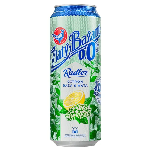 Zlatý Bažant Radler 0,0% citrón baza mäta