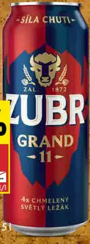 Zubr Grand svetlý ležiak 11° plechovka