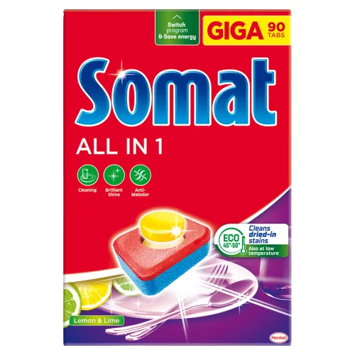 Somat All in 1 Lemon & Lime tablety do umývačky riadu 90 x(1584 g)
