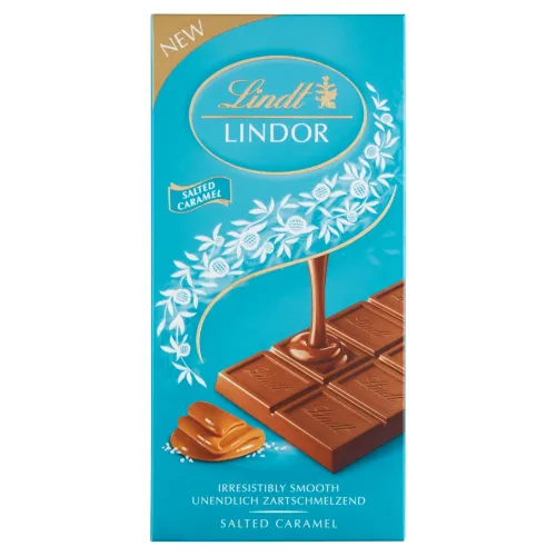 Lindt Lindor Mliečna čokoláda s morskou soľou a jemnou karamelovou náplňou