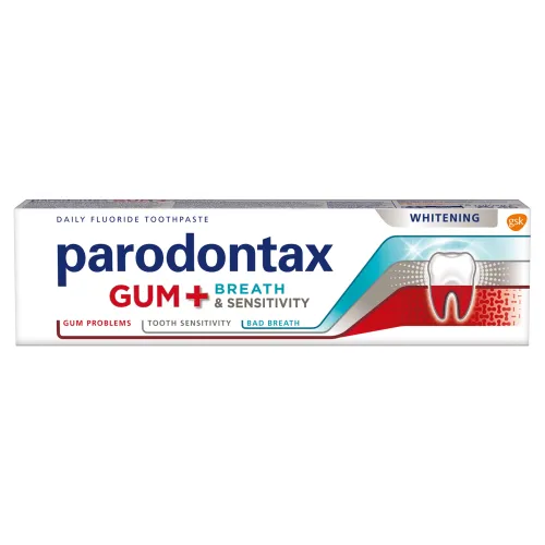Parodontax Gum + Breath & Sensitivity Whitening zubná pasta s fluoridom