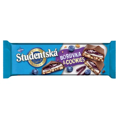 ORION ŠTUDENTSKÁ PEČAŤ Mliečna čokoláda čučoriedka & cookies