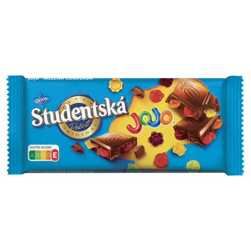ORION ŠTUDENTSKÁ PEČAŤ Mliečna čokoláda s kúskami želé JOJO