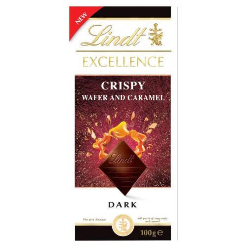 Lindt Excellence Horká čokoláda s kúskami chrumkavej sušienky a karamelu