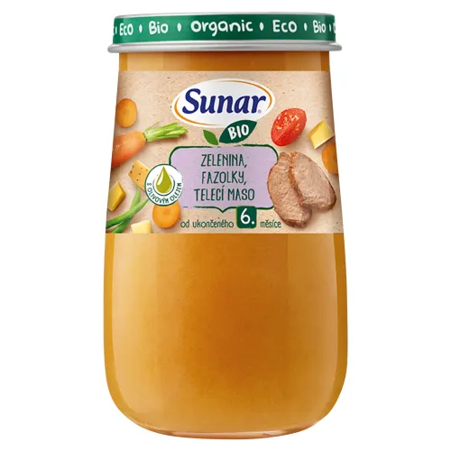 Sunar Bio zelenina, fazuľky, teľacie mäso, olivový olej
