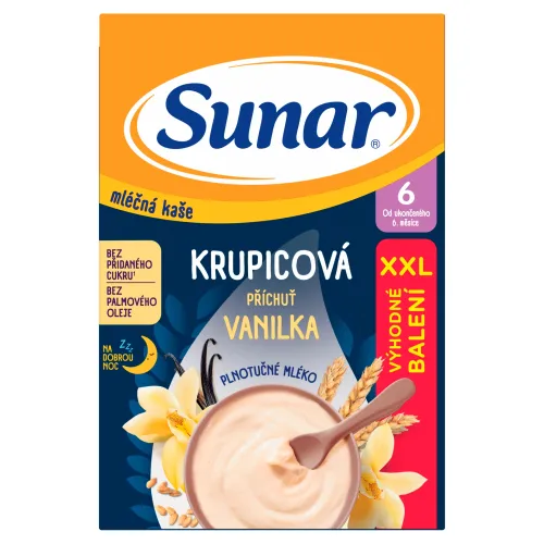 Sunar Mliečna kaša krupicová príchuť vanilka na dobrú noc