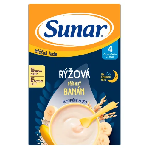 Sunar Mliečna kaša ryžová príchuť banán na dobrú noc