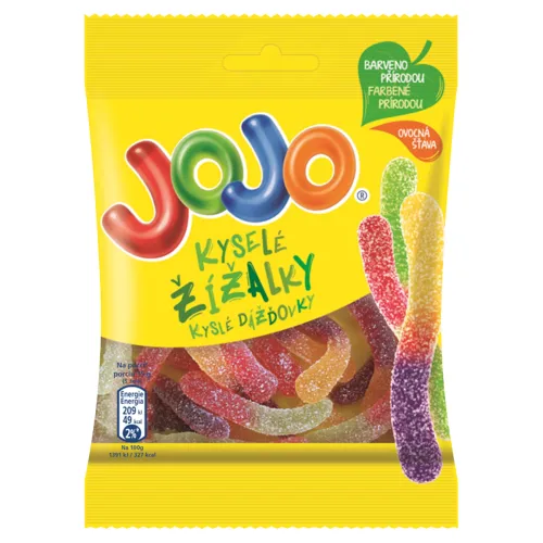 JOJO Kyslé dážďovky želé cukríky s ovocnými príchuťami