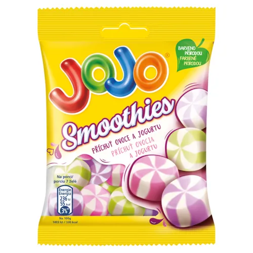 JOJO Smoothies želé cukríky s jogurtovo-ovocnými príchuťami