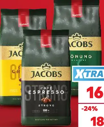 Jacobs zrnková káva, rôzne druhy