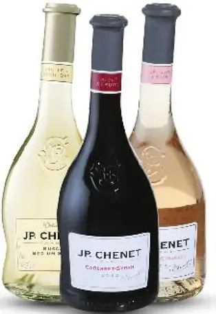 JP. Chenet francúzske víno, rôzne druhy, alebo nealkoholizovaný vínny nápoj