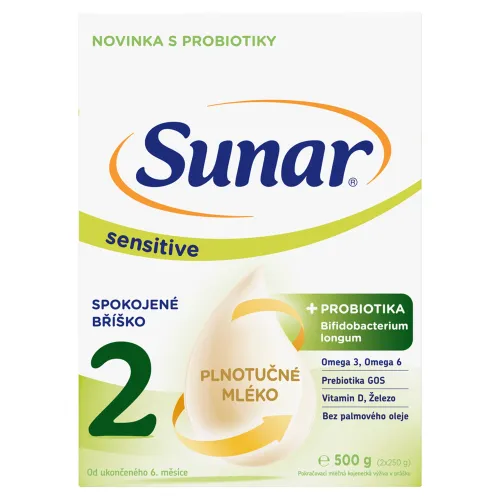 Sunar Sensitive 2 následná dojčenská mliečna výživa v prášku 2 x(500 g)