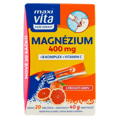 Maxi Vita Magnézium 400 mg + B komplex + vitamín C 20 vrecúšok