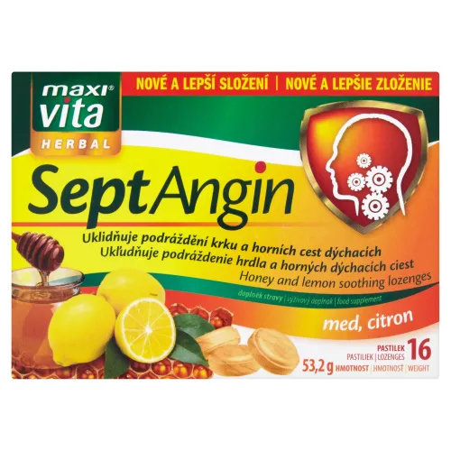 MaxiVita Herbal SeptAngin med, citrón 16 pastiliek