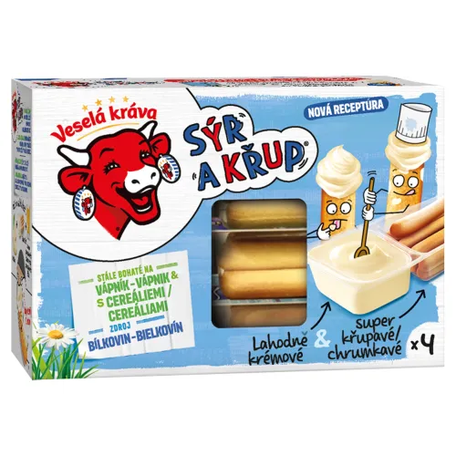Veselá Kráva Sýr a Křup Lahodný syr & chrumkavé tyčinky 4 x(140 g)