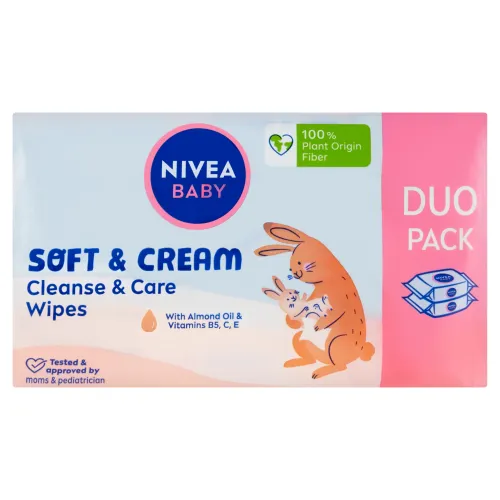 Nivea Baby Soft & Cream čistiace a ošetrujúce obrúsky 2 x