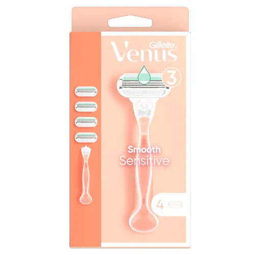 Gillette Venus Smooth Sensitive Holiaci Strojček – 4 Čepieľky