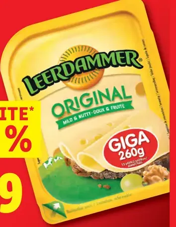 Leerdammer Original plátky, jemný a orieškový syr