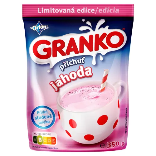 ORION GRANKO Sladená rozpustná zmes na prípravu nápoja s príchuťou jahody
