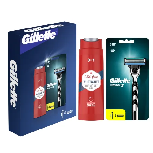 Darčeková Súprava: Gillette Mach3 Pánsky Holiaci Strojček, Old Spice 3v1 Sprchový Gél