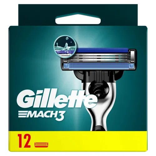 Gillette Mach3 Náhradné Holiace Hlavice pre Mužov, 12 Náhradné Holiace Hlavice
