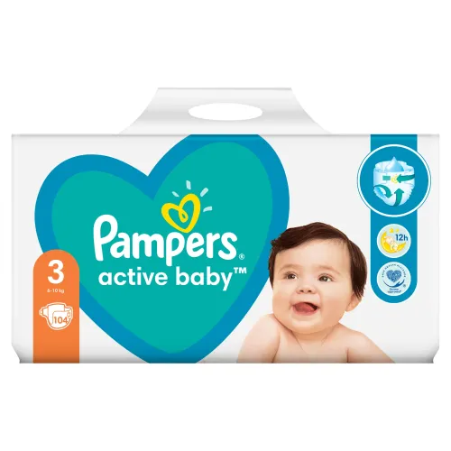 Pampers Active Baby Plienky Veľ. 3 ks104, 6kg-