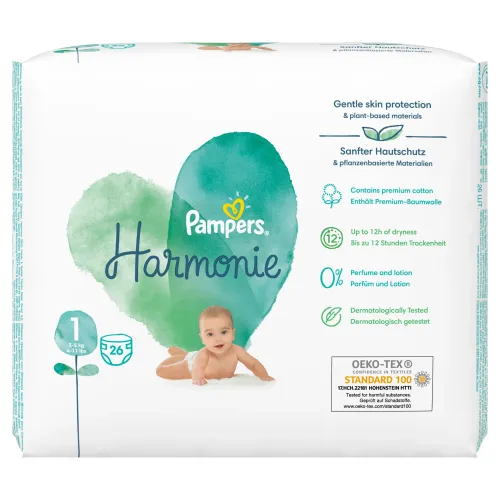 Pampers Harmonie, Veľkosť 1, 26 Plienky, 2kg-