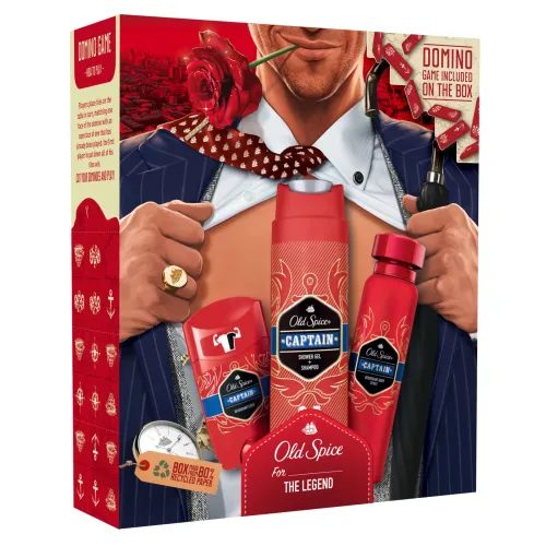 Old Spice Captain, Darčeková Súprava S Tuhým Dezodorantom, Dezodorantom V Spreji A Sprchovým Gélom