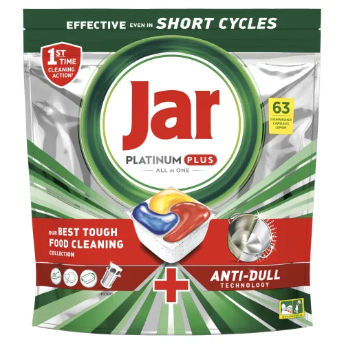Jar Platinum Plus All In One Tablety Do Umývačky Riadu, Citrón, 63 Kapsúl