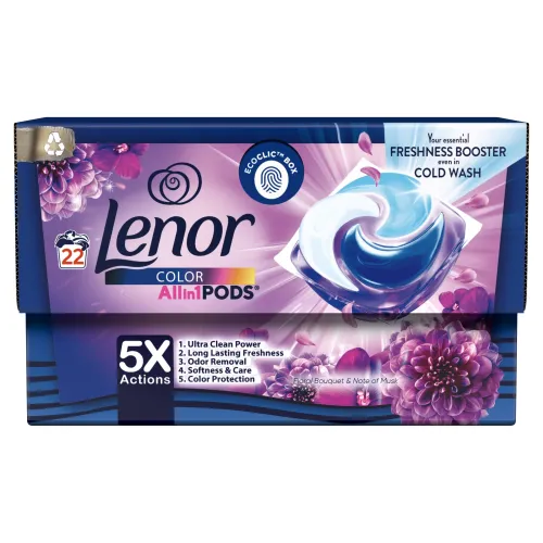 LENOR All-in-1 PODS Pracie Kapsuly, 22 Praní, Amethyst & Floral Bouquet