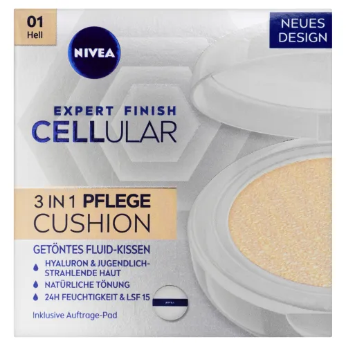 Nivea Cellular Expert Finish Cushion ošetrujúci tónovací krém v hubke 3v1 01 svetlý odtieň OF